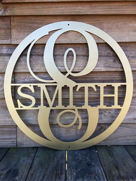 Customizable 24 Inch Circle Monogram Metal Sign Personalized 